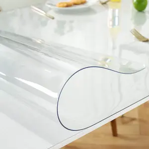 Temizle PVC masa örtüleri yağa dayanıklı plastik masa örtüsü rulo kare masa yumuşak koruyucu ped şeffaf PVC levha rulo