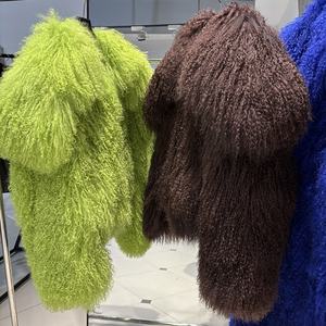 Giacca in <span class=keywords><strong>pelliccia</strong></span> di pecora marrone scuro 2025 invernale <span class=keywords><strong>con</strong></span> collo grande in vera <span class=keywords><strong>pelliccia</strong></span> Mongolia da donna - Product Image 6