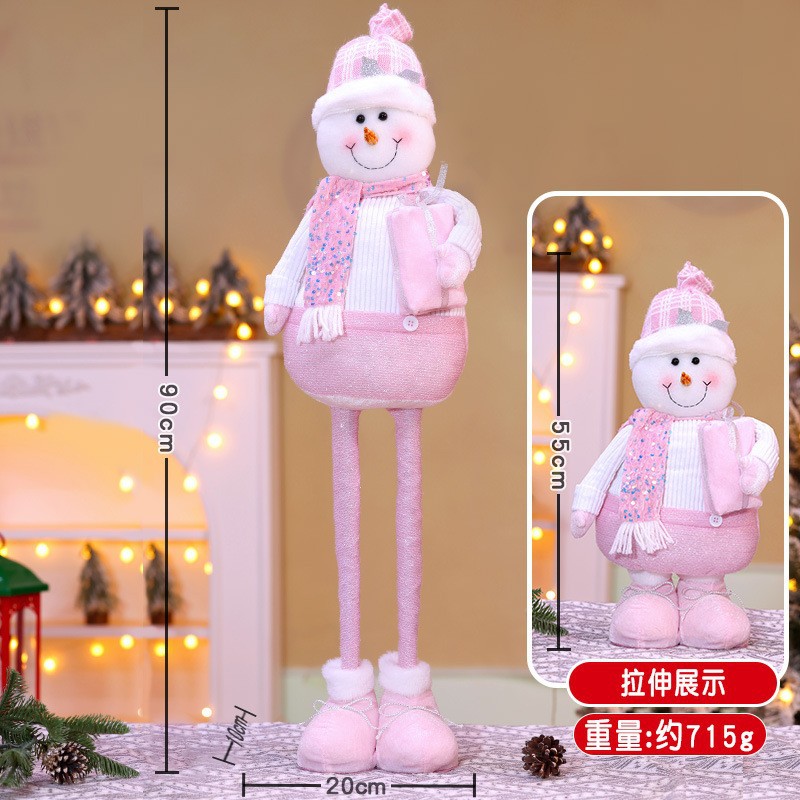 Muñeco de nieve telescópico grande rosa de 90 cm