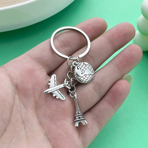 Travel Global Airplane <b>Keychain</b> Zinc Alloy Round Fashion Trend Jewelry Accessories For Creative DIY <b>Personal</b> Gift - Product Image 2