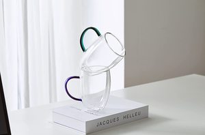 Tasses à café isothermes de 12 oz avec poignée colorée, verre à double paroi pour café, thé, jus. - Product Image 4