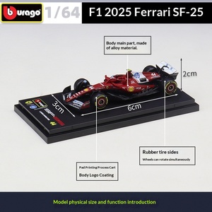 <span class=keywords><strong>Bburago</strong></span> 1:64 2025 F1 Ferrari SF25 RB21 Mercedes-Benz W16E Modellino <span class=keywords><strong>Auto</strong></span> in Lega Pressofusa con Casco per Decorazione - Product Image 2