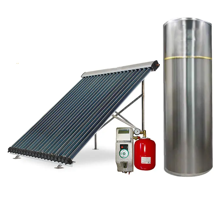 Système de pompe à eau solaire à pression divisée de 20 tubes avec capteur solaire à tube sous vide à caloduc
