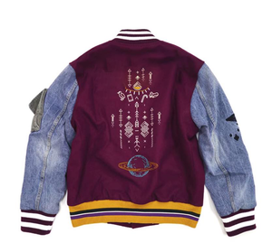 사용자 정의 로고 하이 퀄리티 느슨한 야구 대표팀 재킷 남자 씻어 빈티지 데님 폭격기 자수 재킷 - Product Image 2