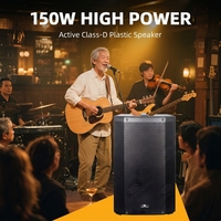 Haut-parleur actif à gamme complète de 15 pouces alimenté par batterie, 300 W, classe D, DSP, enceinte portable pour café, parc, événement