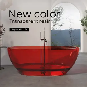 Fanwin baignoire en résine transparente autoportante colorée pour salle de bain d'hôtel