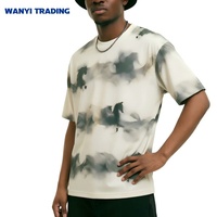 T-shirt à manches courtes col rond tie-dye américain, coupe ample en polyester/coton, style streetwear tendance pour l'été