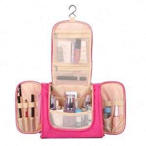 Travel Portable Multi Pocket Makeup <b>Pouch</b> Cosmetic Storage Bag Large Capacity Hook Hanging Toiletry Wash Bag - Product Image 1