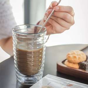 Ensemble de tasses à café en verre à double paroi élégantes et résistantes à la chaleur de 80 ml, 150 ml et 350 ml pour un usage domestique, avec poignée, pour café et eau - Product Image 2