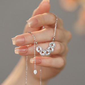 Kalung Perak <span class=keywords><strong>Sterling</strong></span> S999 Mewah Ringan dengan Lima Koin Kaisar untuk Hadiah Pacar, Perhiasan Pernikahan YB-XY-539 - Product Image 2