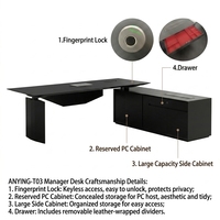 Bureau de direction intelligent de luxe à hauteur réglable, commande tactile, charge sans fil, écologique, en forme de L