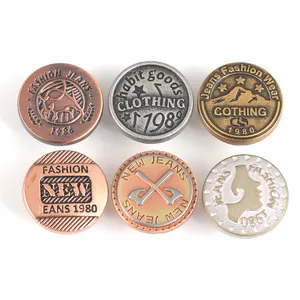 Custom OEM ODM Embossed Logo Metal Button Nickle Free Nickle Free Plating Zinc Alloy Jeans Button And Rivet For Garment Jeans