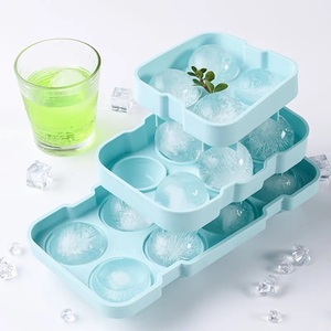 OEM/ODM circle ice cube tray with lid 3 pack ice tray food grade silicone for storage ice box