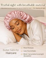 Bonnet de nuit en satin réglable, double couche, extra long, sensation soyeuse pour cheveux naturels et tresses