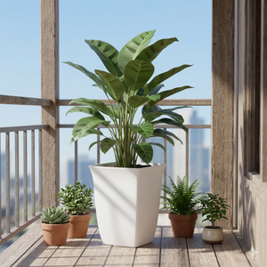 Modern Square Ceramic Flower <b>Pot</b> White Glazed Indoor <b>Plant</b> Planter for Green <b>Plants</b> Home Decor Minimalist Style - Product Image 1