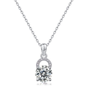 Colgante de collar de plata de ley 925 chapado en oro blanco de 18 quilates, 1 quilate, <span class=keywords><strong>2</strong></span> quilates, VVS1, colgante de moissanita para mujer, joyería de destino - Product Image 1