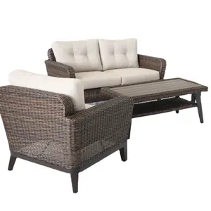 Conjunto de sofá de pátio, conjunto de sofá e móveis de rattan de alumínio de luxo de alta qualidade para conversa com pátio