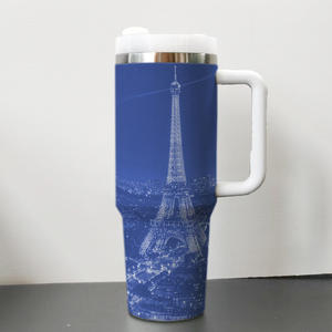 Gobelets isothermes de voyage et de bureau en acier inoxydable de 40 oz, motif Tour Eiffel, 10 couleurs, avec poignée Tour Eiffel <span class=keywords><strong>Paris</strong></span> - Product Image 5