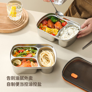 Divided Lunch Box Rectangle Seal Lid Microwave Safe Food <b>Storage</b> <b>Container</b> For Outdoor Use - Product Image 4