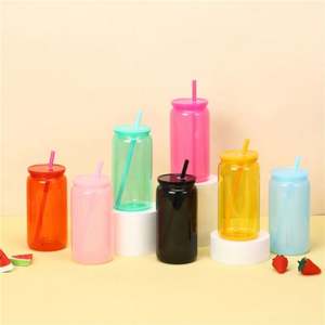 Vaso de plástico de pared simple con aislamiento al vacío de 16oz de color neón en blanco para envolturas UV DTF - Product Image 6