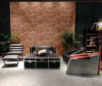 Canapé chaise longue en cuir style aviateur rétro industriel vintage loft avec fonction rafraîchissante pour salon, appartement, école