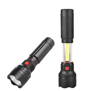 STARYNITE ABS plastic telescopic led work flashlight torch with side cob working light magnet on bottom