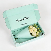 Boîtes à fleurs pliables en carton ondulé personnalisées en gros, impression à l'encre de soja, gaufrage doré, emballage pour fleurs, boîtes d'expédition plates, économie de coût
