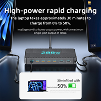Station de charge électrique 100W PD QC3.0, multiprise USB-C 8-en-1 avec câble rétractable pour téléphone portable, montre connectée, ordinateur portable