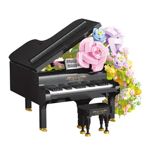 BALODY 21194 Eternal Flower Piano Violin Mini Granules Assembling Children&#39;s Building Blocks Toy Ornaments 40 Unisex ABS