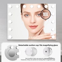 Miroir de maquillage de salle de bain éclairé par LED avec cadre en métal, design princesse, HD, avec ampoules