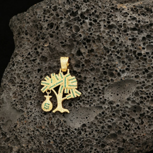Nuevo Diseño de Moda <span class=keywords><strong>Dollar</strong></span> <span class=keywords><strong>Tree</strong></span>, Colgante Dorado con Incrustaciones de Circonitas, Super Brillante con Cadena de Cuerda, Joyería de Regalo - Product Image 3