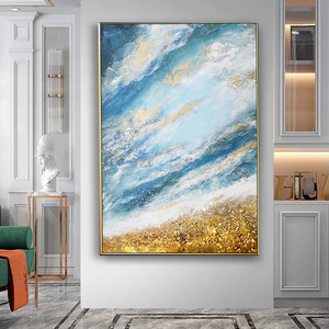 <span class=keywords><strong>Cuadros</strong></span> Hechos a Mano, Arte Floral Azul Moderno, Pintura <span class=keywords><strong>al</strong></span> Óleo <span class=keywords><strong>de</strong></span> Estilo Moderno Boho, Pinturas <span class=keywords><strong>al</strong></span> Óleo Abstractas 100% Pintadas a Mano para Decoración - Product Image 3