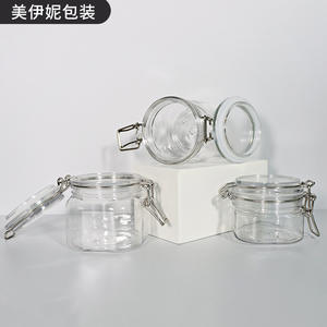 Pet Food <b>Storage</b> Jar Round Clip On Lid With Sealing <b>Ring</b> For Honey Tea Grains Cereals - Product Image 1