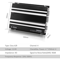 Amplificateur de voiture C0030 C-266 5800W 4 canaux classe AB avec crossovers 4*60W, modification audio 12V DC, amplificateur de basses pour TOUTES les voitures