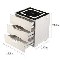 Table de chevet intelligente Station de charge sans fil et lumières LED et armoire de rangement à 3 tiroirs Table d'appoint moderne pour chambre à coucher
