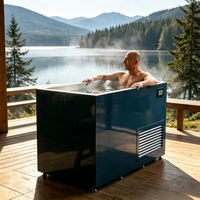 Baignoire à glace moderne et écologique sur mesure en acier inoxydable avec refroidisseur intégré 1HP et 2 jets de massage