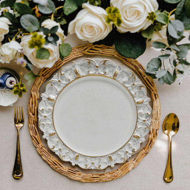 Vintage Baroque Plastic Charger Plates Gold Rim Royal Embossed Decorative Under Plate for Wedding Party Home Event Decoration
