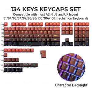 Xvx Keycaps cơ khí Màu Đỏ Gradient loạt 134-Key side-in OEM hồ sơ Keycap PBT Double-shot phù hợp với hầu hết ANSI - Product Image 2