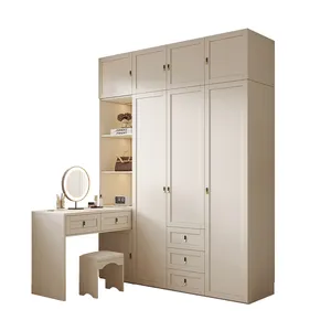 Modern Cream Wind One Door To The Top Closet Desk Integrated Home Bedroom Finished Master Bedroom Solid Wood Large Wardrobe