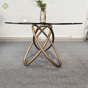 Meilleure vente prix promotionnel élégante <span class=keywords><strong>table</strong></span> <span class=keywords><strong>à</strong></span> <span class=keywords><strong>manger</strong></span> <span class=keywords><strong>ronde</strong></span> <span class=keywords><strong>en</strong></span> forme de <span class=keywords><strong>verre</strong></span> transparent avec fond personnalisé avec base <span class=keywords><strong>en</strong></span> plaque d'acier - Product Image 2