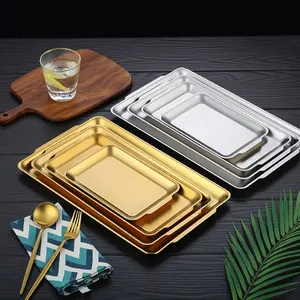 wholesale Stainless Steel rectangle Korean Style Dinner Plate High Quality Dinner Service Dish Serving plate for wedding