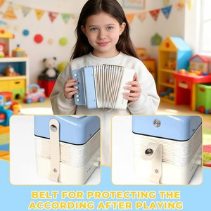 Mini acordeón de 10 teclas, color azul claro y blanco, juguete musical para niños, instrumento musical de aprendizaje temprano, regalo para niños principiantes - Product Image 2