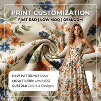 Nouveaux designs de tissu imprimé en rayonne 100% viscose pour robes, tissu imprimé personnalisé à grandes fleurs, fabricant
