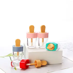 Grosir lip gloss anak-anak-Label Pribadi Tempat Tabung Lip Gloss Telanjang Anak Pastel Chunky Biru Kosong 8 Ml Wadah Lip Gloss dengan Sikat