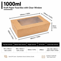 Einweg-Kraftpapier-Klappbox 1000ml mit transparentem PE-Fenster, Lebensmittelbehälter für Restaurant-Catering, Papierschale, Teller