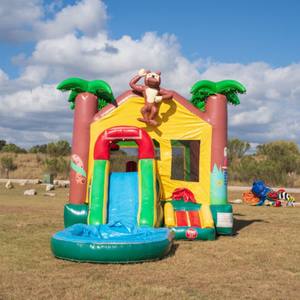 Combo Inflable con Temática Tropical y Piscina, Casa <span class=keywords><strong>de</strong></span> Brinco Comercial con Pequeño Circuito <span class=keywords><strong>de</strong></span> Obstáculos - Product Image 2