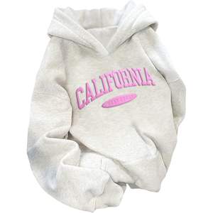Sudadera con Capucha Personalizada para Mujer, Estilo California West Coast, Tejida, Manga Larga, Estilo Preppy, Transpirable, Corte Holgado, Sudadera de Otoño - Product Image 3