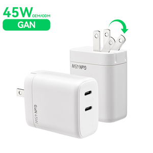 <span class=keywords><strong>Cargador</strong></span> de Teléfono Portátil Personalizado de 45W con 2 Puertos USB-C PD 3.0, Certificación OTP, OVP y PSE, Enchufe Japonés Plegable, Carga Rápida - Product Image 1