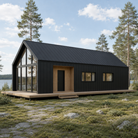 Villa préfabriquée moderne en acier léger avec toit à pignon nordique et verrière panoramique pour projets hôteliers et résidentiels
