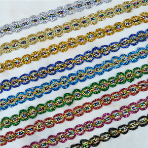 11 מ "מ תפירה מבריק נצנצים תחרה זול זהב 18 מ 'כסף קלוע כחול סרט בצבע טורקיז - Product Image 2